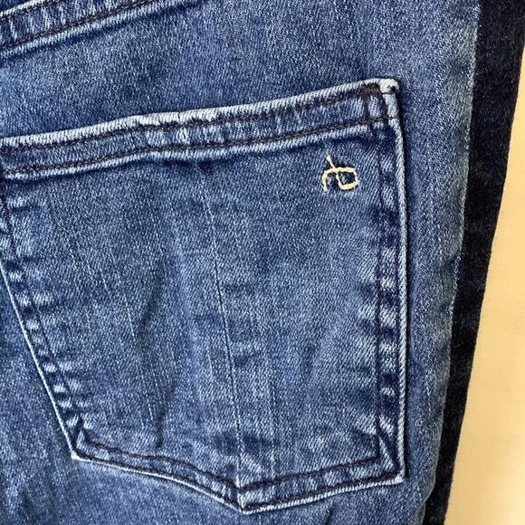 Rag & Bone Mazie Blue High Rise Medium Wash Dark Side Stripe Jeggings Sz 27 - Picture 7 of 13